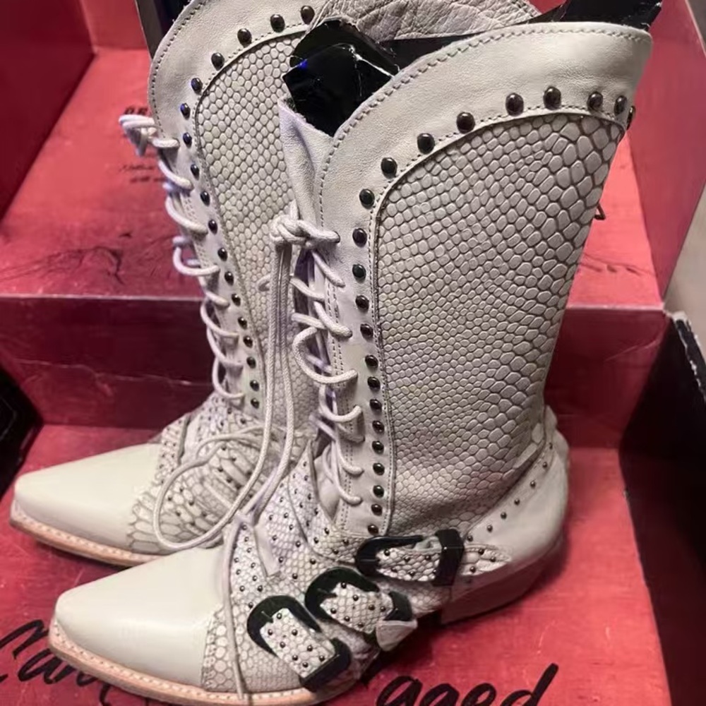 Freebird by Steven White Lace-Up Studded Boots